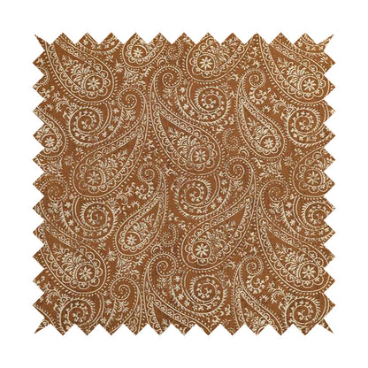 Istanbul Range Of Faint Paisley Pattern In Brown Rust Colour Furnishing Fabric CTR-247