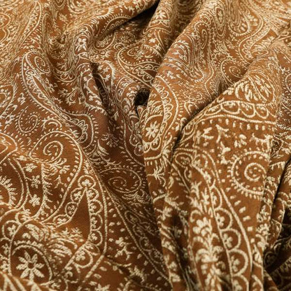 Istanbul Range Of Faint Paisley Pattern In Brown Rust Colour Furnishing Fabric CTR-247 - Handmade Cushions