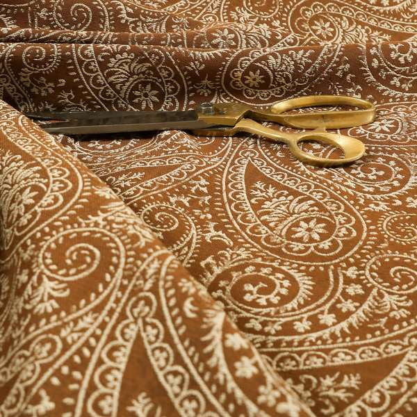 Istanbul Range Of Faint Paisley Pattern In Brown Rust Colour Furnishing Fabric CTR-247 - Roman Blinds