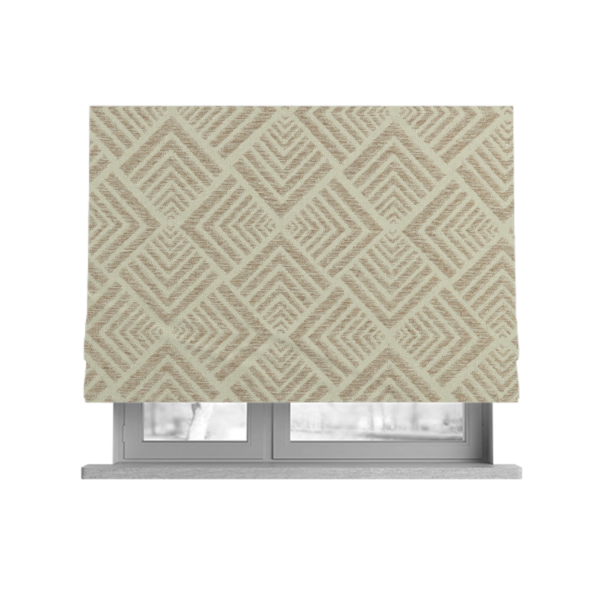 Bahija Geometric Uniformed Pattern Cream Beige Colour Upholstery Fabric CTR-2471 - Roman Blinds