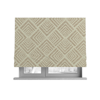 Bahija Geometric Uniformed Pattern Cream Beige Colour Upholstery Fabric CTR-2471 - Roman Blinds