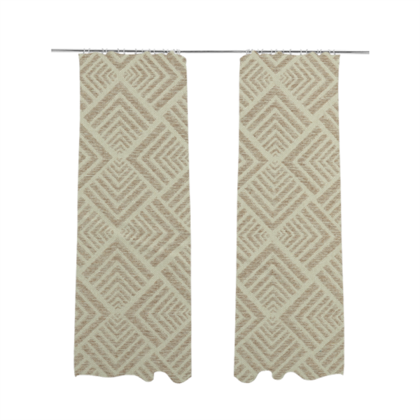 Bahija Geometric Uniformed Pattern Cream Beige Colour Upholstery Fabric CTR-2471 - Made To Measure Curtains