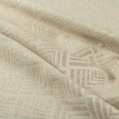 Bahija Geometric Uniformed Pattern Cream Beige Colour Upholstery Fabric CTR-2471