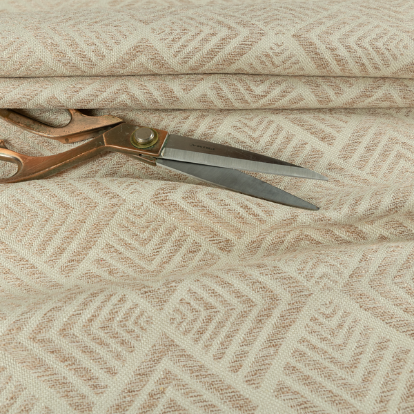 Bahija Geometric Uniformed Pattern Cream Beige Colour Upholstery Fabric CTR-2471 - Roman Blinds