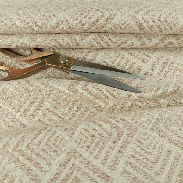 Bahija Geometric Uniformed Pattern Cream Beige Colour Upholstery Fabric CTR-2471 - Handmade Cushions