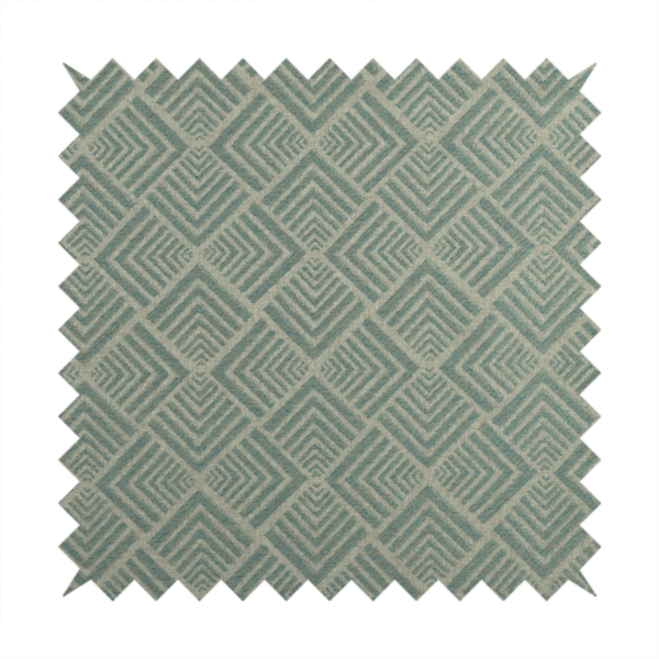 Bahija Geometric Uniformed Pattern Teal Colour Upholstery Fabric CTR-2473