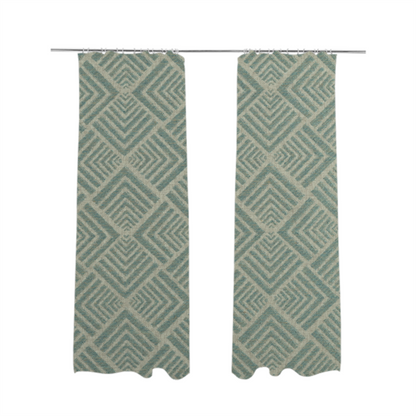 Bahija Geometric Uniformed Pattern Teal Colour Upholstery Fabric CTR-2473 - Made To Measure Curtains