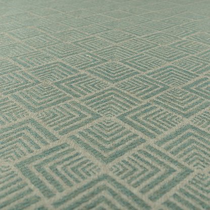 Bahija Geometric Uniformed Pattern Teal Colour Upholstery Fabric CTR-2473 - Handmade Cushions