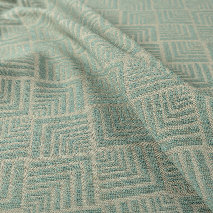 Bahija Geometric Uniformed Pattern Teal Colour Upholstery Fabric CTR-2473 - Made To Measure Curtains