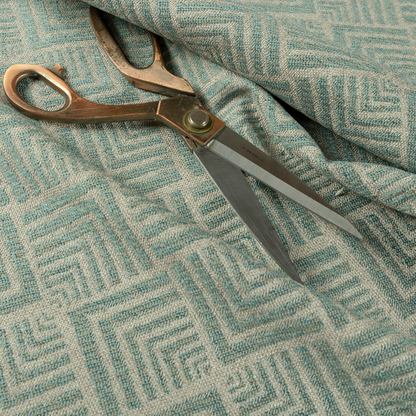 Bahija Geometric Uniformed Pattern Teal Colour Upholstery Fabric CTR-2473 - Roman Blinds