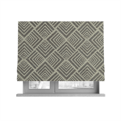 Bahija Geometric Uniformed Pattern Grey Colour Upholstery Fabric CTR-2474 - Roman Blinds