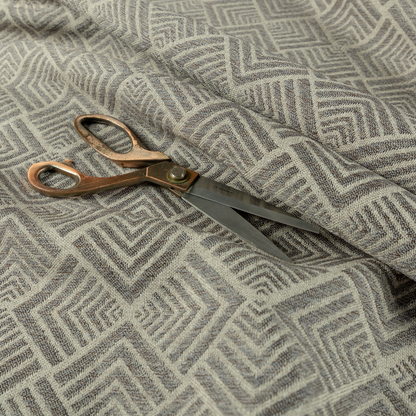 Bahija Geometric Uniformed Pattern Grey Colour Upholstery Fabric CTR-2474