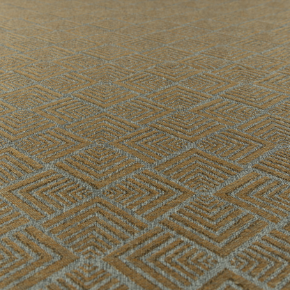 Bahija Geometric Uniformed Pattern Orange Grey Colour Upholstery Fabric CTR-2475