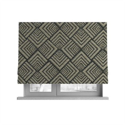 Bahija Geometric Uniformed Pattern Cream Black Colour Upholstery Fabric CTR-2476 - Roman Blinds