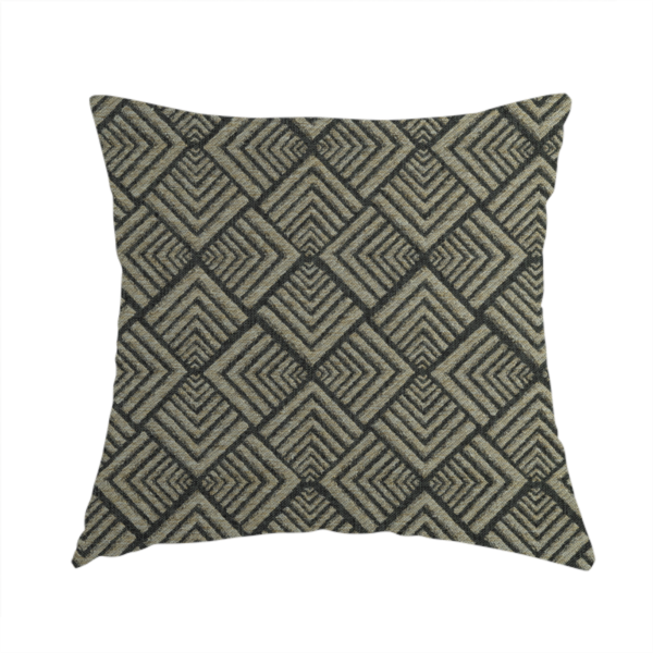 Bahija Geometric Uniformed Pattern Cream Black Colour Upholstery Fabric CTR-2476 - Handmade Cushions
