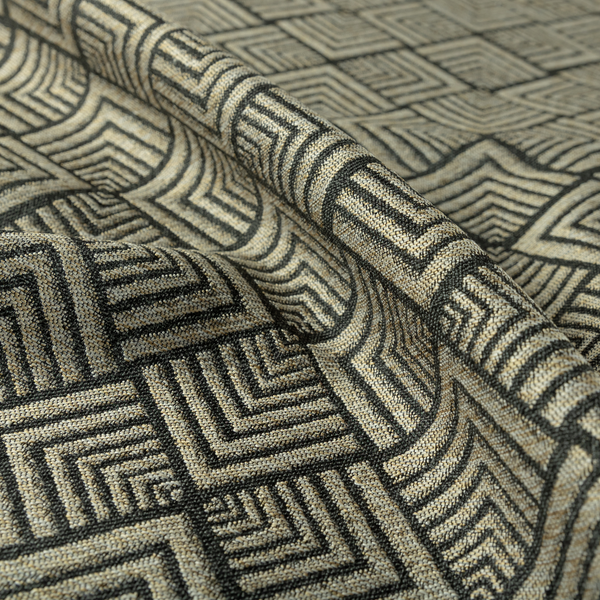 Bahija Geometric Uniformed Pattern Cream Black Colour Upholstery Fabric CTR-2476 - Roman Blinds