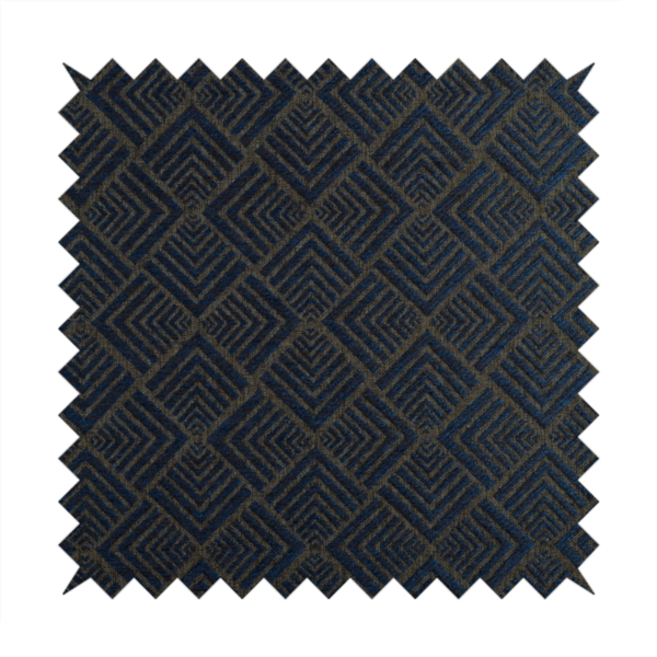 Bahija Geometric Uniformed Pattern Blue Brown Colour Upholstery Fabric CTR-2477