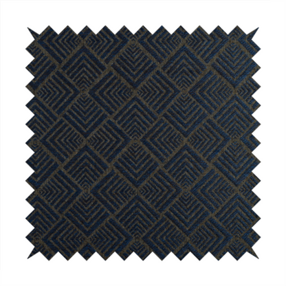 Bahija Geometric Uniformed Pattern Blue Brown Colour Upholstery Fabric CTR-2477 - Made To Measure Curtains