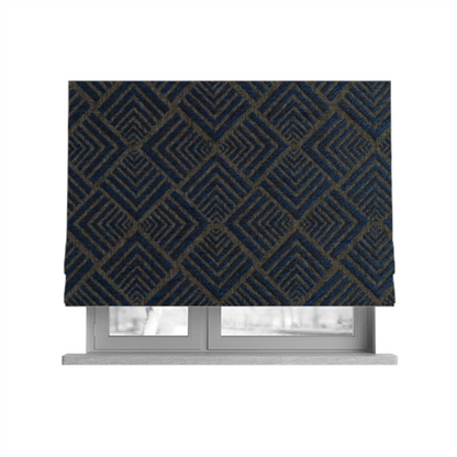 Bahija Geometric Uniformed Pattern Blue Brown Colour Upholstery Fabric CTR-2477 - Roman Blinds