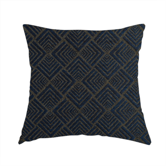 Bahija Geometric Uniformed Pattern Blue Brown Colour Upholstery Fabric CTR-2477 - Handmade Cushions