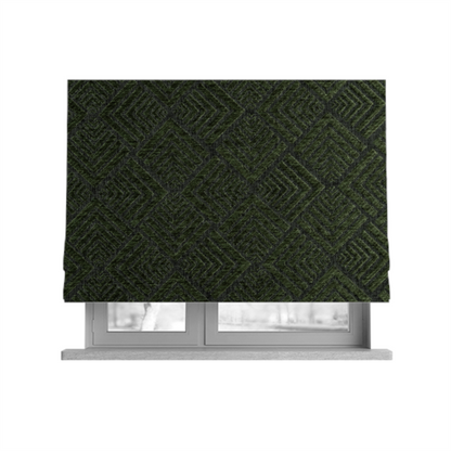 Bahija Geometric Uniformed Pattern Black Green Colour Upholstery Fabric CTR-2478 - Roman Blinds