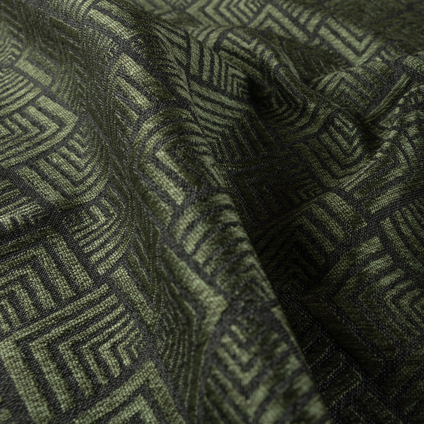 Bahija Geometric Uniformed Pattern Black Green Colour Upholstery Fabric CTR-2478 - Handmade Cushions