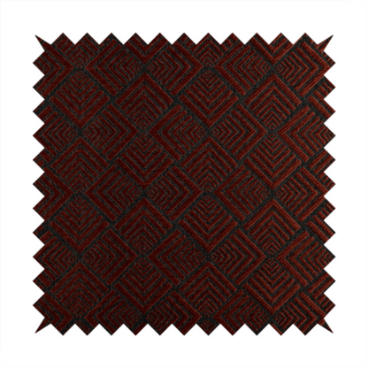 Bahija Geometric Uniformed Pattern Black Red Colour Upholstery Fabric CTR-2479 - Roman Blinds