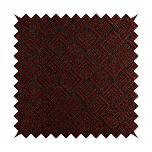 Bahija Geometric Uniformed Pattern Black Red Colour Upholstery Fabric CTR-2479