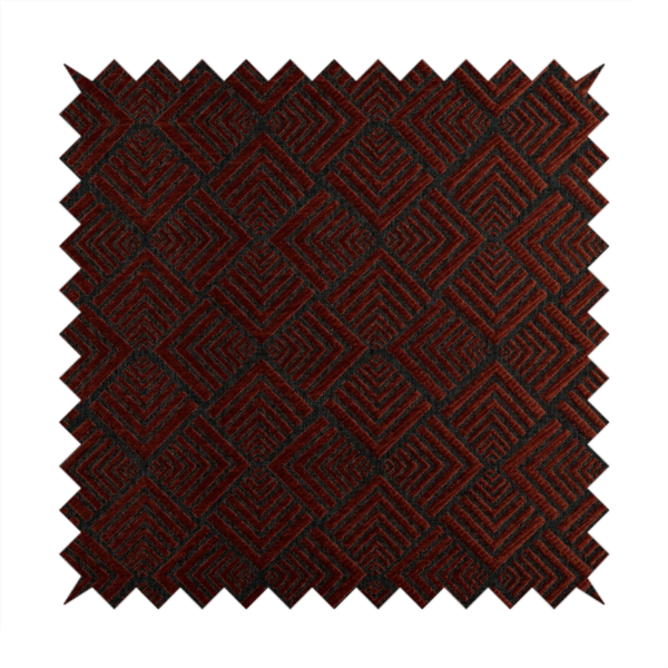 Bahija Geometric Uniformed Pattern Black Red Colour Upholstery Fabric CTR-2479 - Made To Measure Curtains