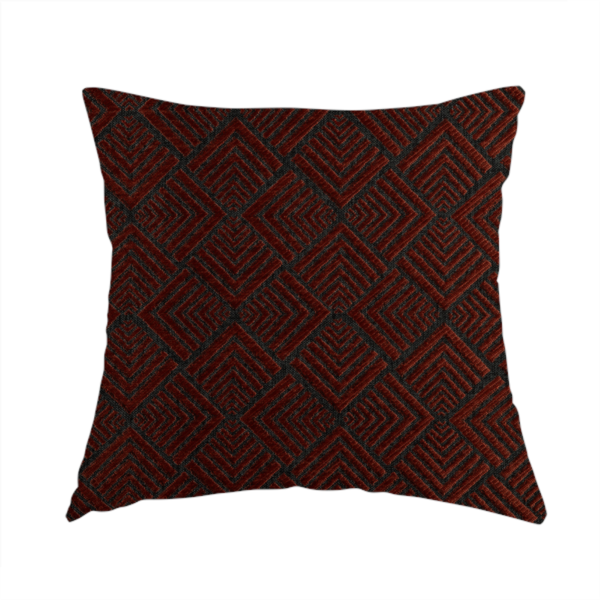 Bahija Geometric Uniformed Pattern Black Red Colour Upholstery Fabric CTR-2479 - Handmade Cushions