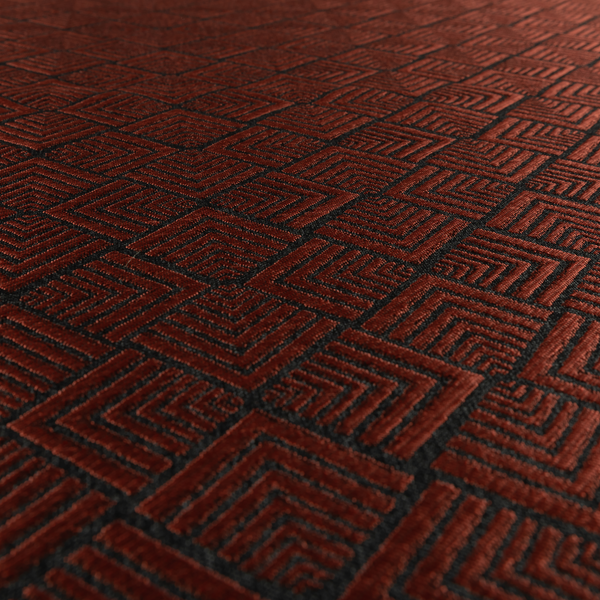 Bahija Geometric Uniformed Pattern Black Red Colour Upholstery Fabric CTR-2479 - Handmade Cushions