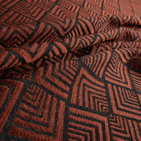 Bahija Geometric Uniformed Pattern Black Red Colour Upholstery Fabric CTR-2479 - Roman Blinds