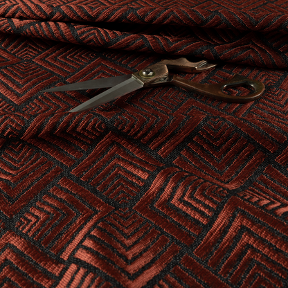 Bahija Geometric Uniformed Pattern Black Red Colour Upholstery Fabric CTR-2479 - Roman Blinds