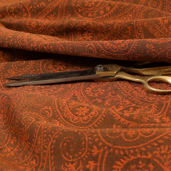 Istanbul Range Of Faint Paisley Pattern In Bronze Orange Colour Furnishing Fabric CTR-248 - Made To Measure Curtains