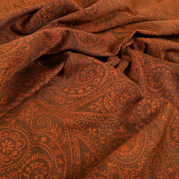 Istanbul Range Of Faint Paisley Pattern In Bronze Orange Colour Furnishing Fabric CTR-248 - Made To Measure Curtains