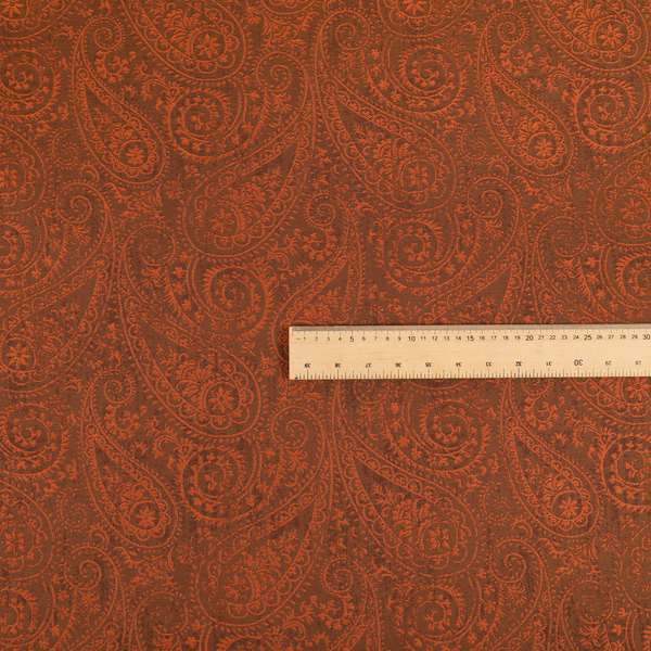 Istanbul Range Of Faint Paisley Pattern In Bronze Orange Colour Furnishing Fabric CTR-248