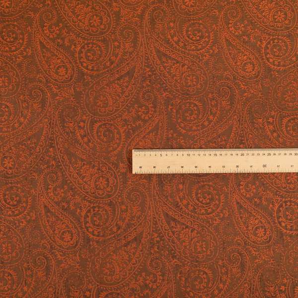 Istanbul Range Of Faint Paisley Pattern In Bronze Orange Colour Furnishing Fabric CTR-248 - Made To Measure Curtains