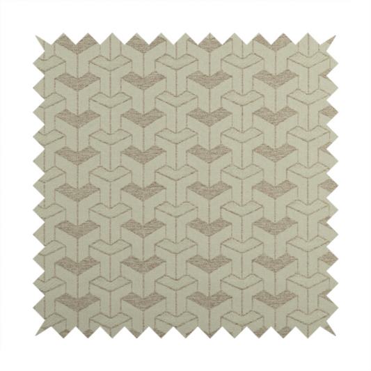 Baha Geometric Key Pattern Cream Beige Colour Upholstery Fabric CTR-2480