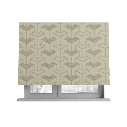 Baha Geometric Key Pattern Cream Beige Colour Upholstery Fabric CTR-2480 - Roman Blinds