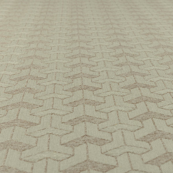 Baha Geometric Key Pattern Cream Beige Colour Upholstery Fabric CTR-2480