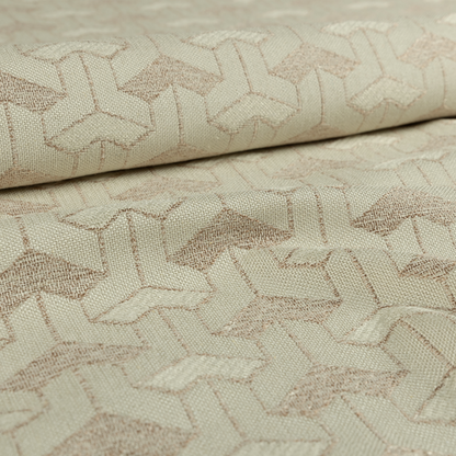 Baha Geometric Key Pattern Cream Beige Colour Upholstery Fabric CTR-2480 - Roman Blinds