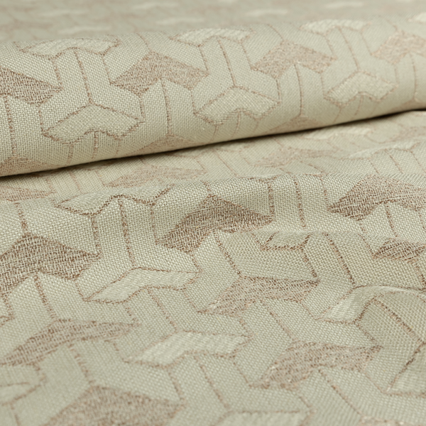 Baha Geometric Key Pattern Cream Beige Colour Upholstery Fabric CTR-2480 - Made To Measure Curtains