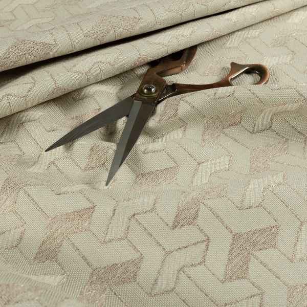 Baha Geometric Key Pattern Cream Beige Colour Upholstery Fabric CTR-2480 - Roman Blinds