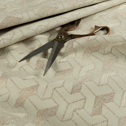 Baha Geometric Key Pattern Cream Beige Colour Upholstery Fabric CTR-2480 - Handmade Cushions