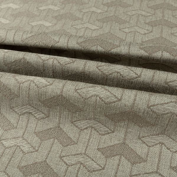 Baha Geometric Key Pattern Brown Colour Upholstery Fabric CTR-2481