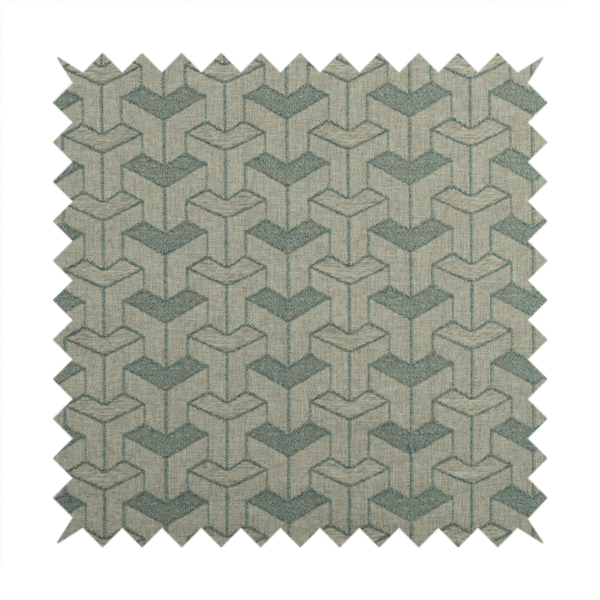 Baha Geometric Key Pattern Teal Colour Upholstery Fabric CTR-2482 - Made To Measure Curtains