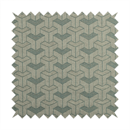 Baha Geometric Key Pattern Teal Colour Upholstery Fabric CTR-2482 - Made To Measure Curtains