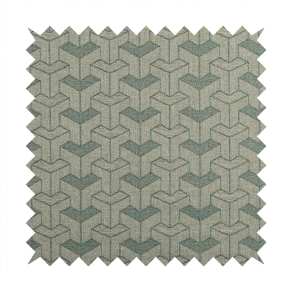 Baha Geometric Key Pattern Teal Colour Upholstery Fabric CTR-2482