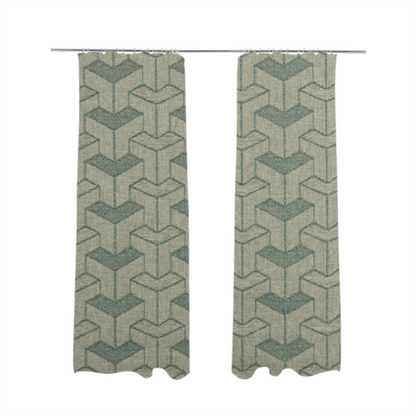 Baha Geometric Key Pattern Teal Colour Upholstery Fabric CTR-2482 - Made To Measure Curtains