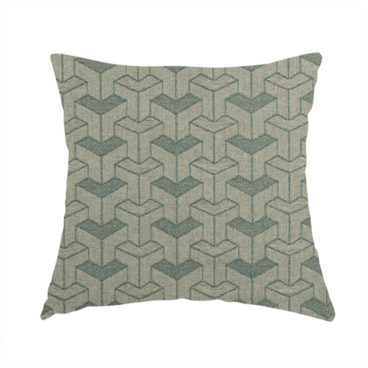 Baha Geometric Key Pattern Teal Colour Upholstery Fabric CTR-2482 - Handmade Cushions